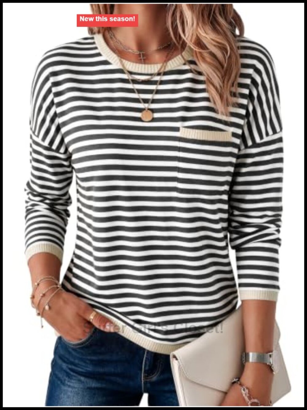 LILLUSORY Women's Striped Lightweight Sweater Crewneck Pullover Oversized Fit